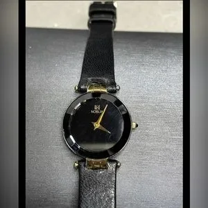 Vintage Noblia Sapphire Collection Feminine Wrist Watch Hirsch Italian Leather Rare Vintage Mens Womens Unisex Authentic Black & Gold  main image 3